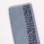 Kéztörlő levélmintás szegéllyel, kék/bézs 34×75 cm