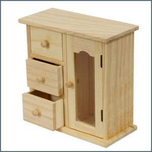 Unfinished wood decorable DIY jewellery box with 3 drawers ― Contieurope