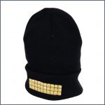 Black beanie with golden colored rivets